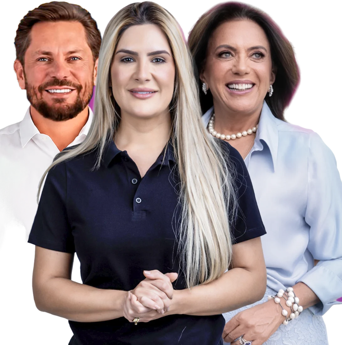 Wanessa da Leyser ao lado de Bruno Peixoto e Gracinha Caiado